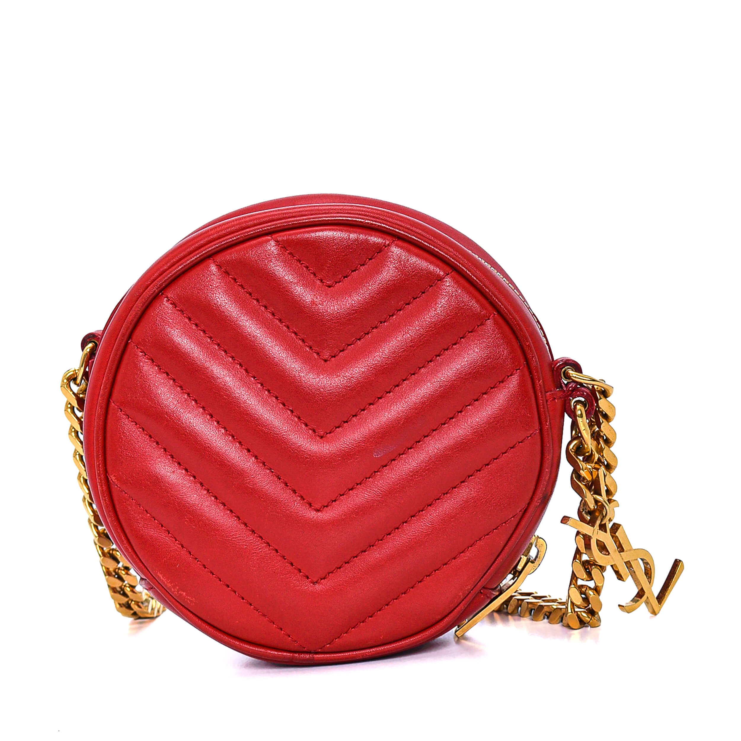 Yves Saint Laurent - Red Quilted Leather Jade Round Crossbody Bag